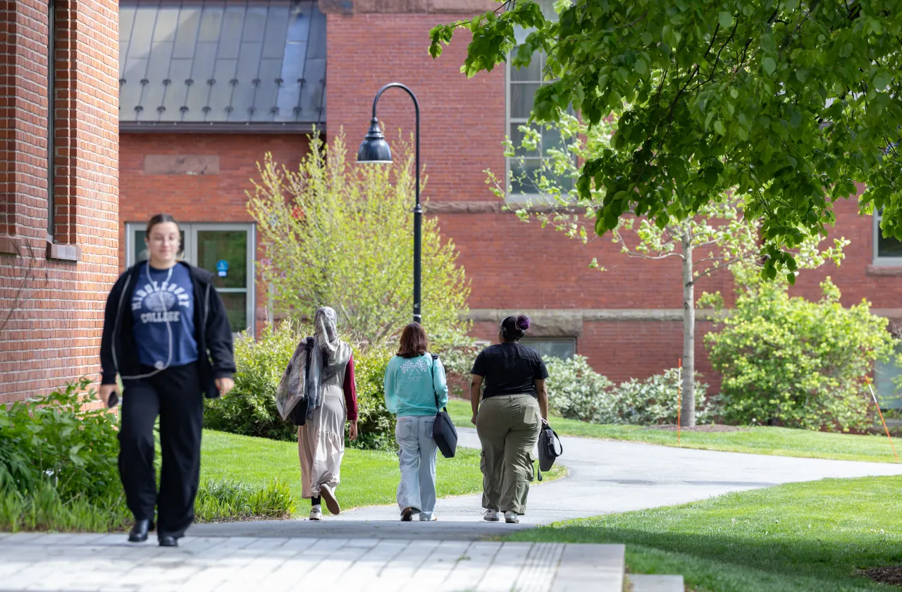 Students walking near the science quad
