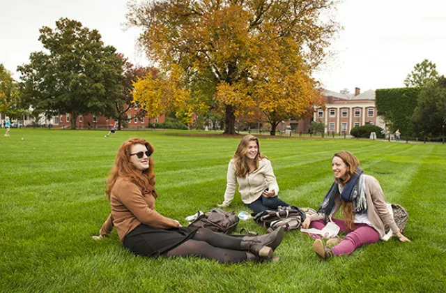 Students lounging on the lawn