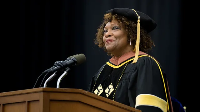 Rita Dove at the podium