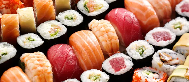 Plate of assorted sushi and sashimi