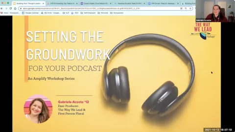 Screenshot for an Amplify workshop on podcasting 