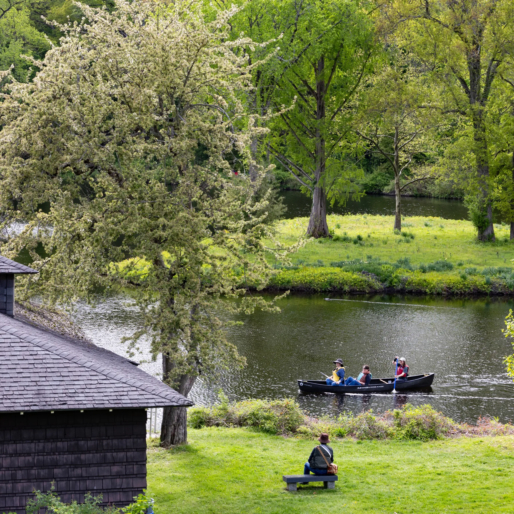 People in a canoe on Paradise Pond