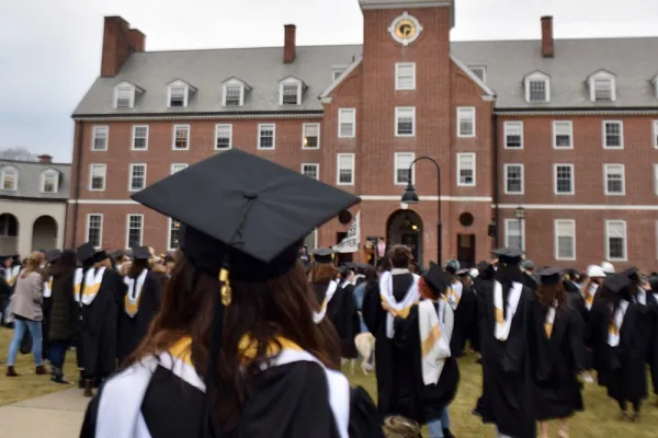 Graduates in front of the Quad
