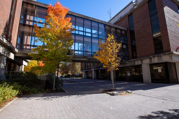 McConnell-Burton walkway with trees in autumn colors