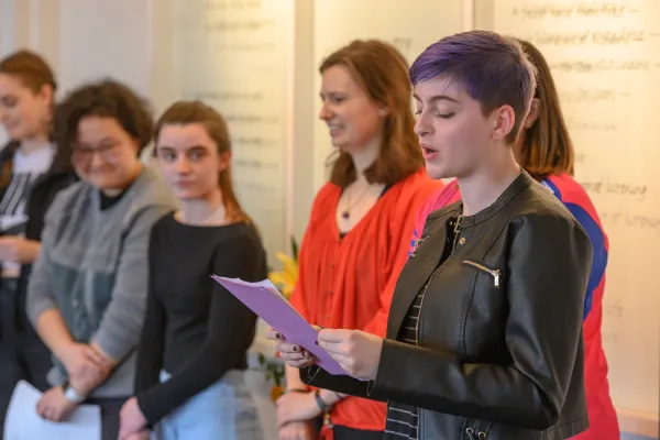 Students reading poetry