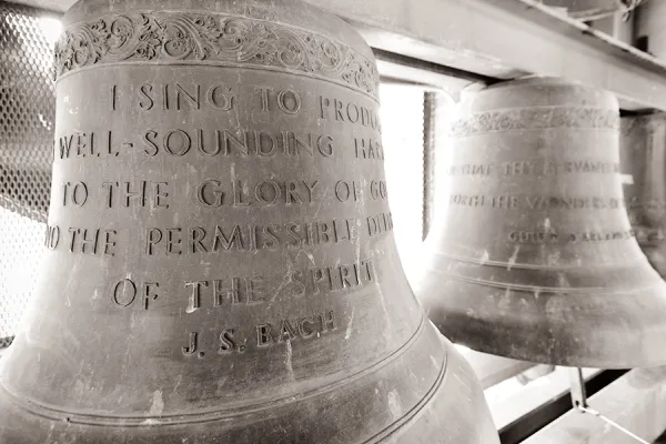 Closeup of bells in the carillon