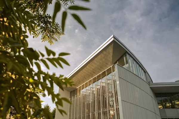 Architectural detail of the campus center exterior
