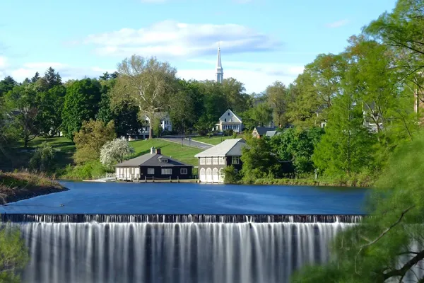 View over the Paradise Pond spillway.