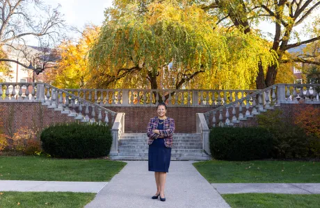 Sarah Willie-LeBreton standing in the quad at Smith College