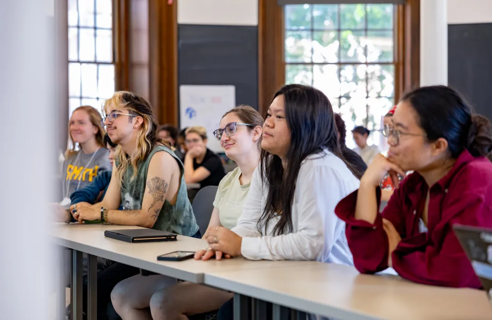 Students listening intently in class
