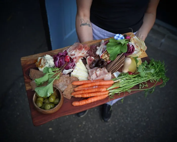 A platter of locally-grown and sourced foods.