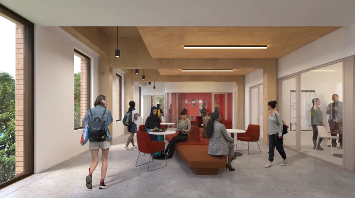 Kathleen McCartney Hall lobby and peer adviser space.