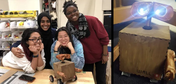 Team Wall-e students smiling with their project