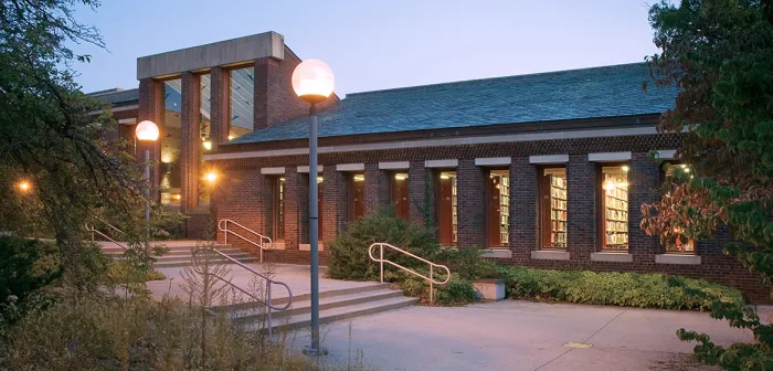 Exterior of Mendenhall - windows in Josten Library