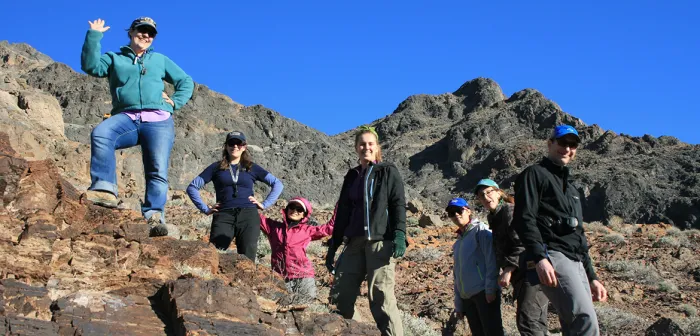 Field Studies students and Professors Pruss and Loveless on Cambrian carbonates at Eagle Mountain near Death Valley, CA
