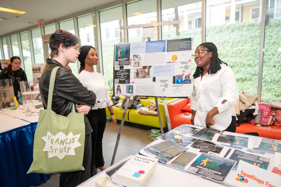 Two students talk about their projects